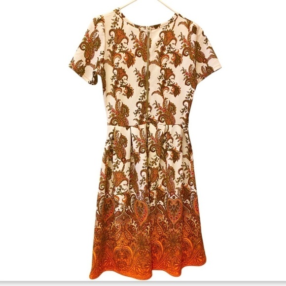 LULAROE Fit & Flare Dress, Paisley, Short Sleeve, Orange, Size Small, Stretch - Picture 2 of 6